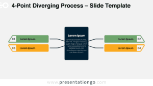 4-Point Diverging Process slide with a light background, optimized for PowerPoint and Google Slides presentations.