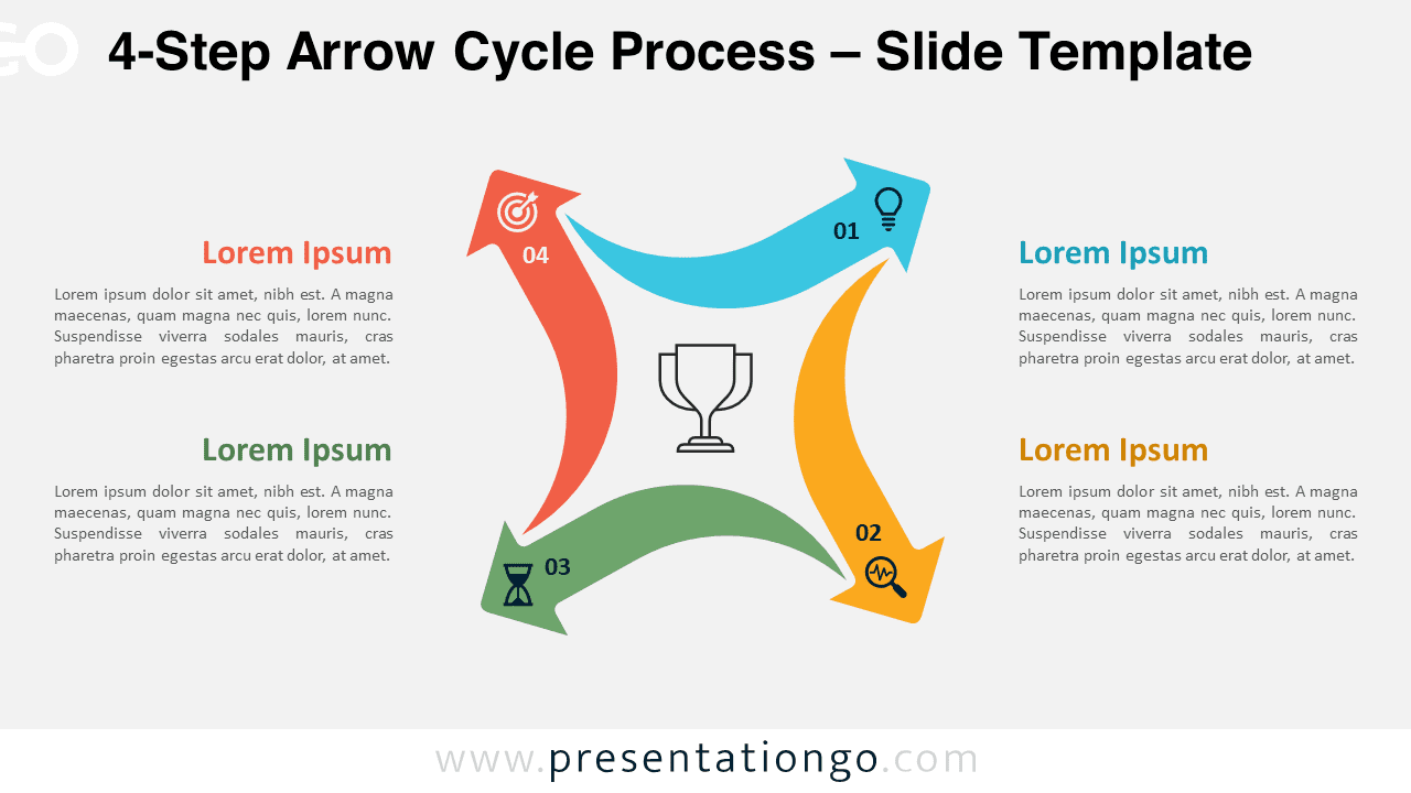 Visual of 4-Step Arrow Cycle Process with a light background for PowerPoint & Google Slides