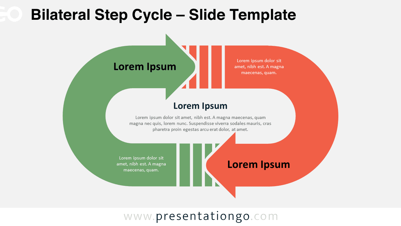 Light themed Bilateral Step Cycle slide template designed for effective PowerPoint & Google Slides presentations