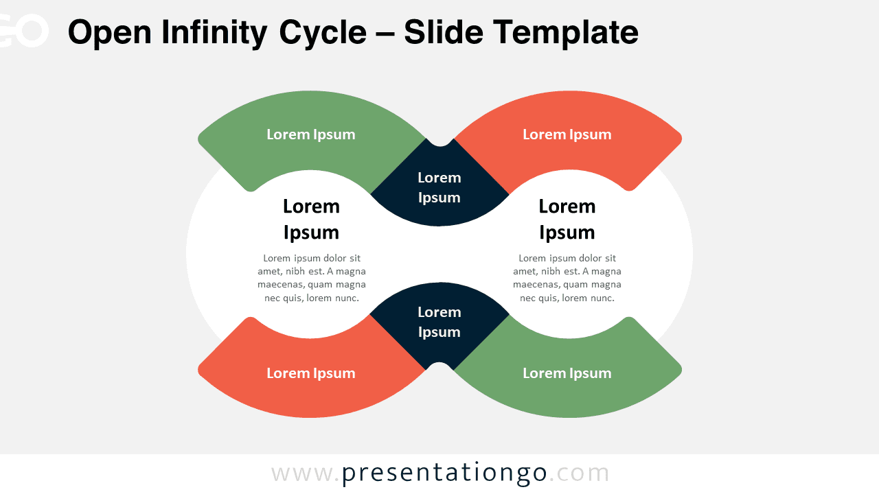 Open Infinity Cycle diagram with a light background, editable for PowerPoint and Google Slides.