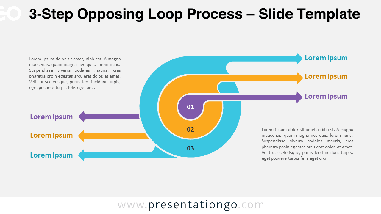 3-Step Opposing Loop Process for PowerPoint & Google Slides (Light Background)
