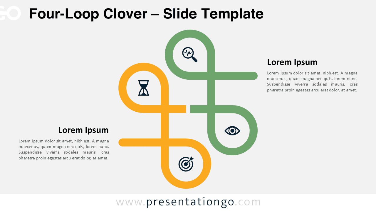 Four-Loop Clover diagram for PowerPoint and Google Slides, featuring a light background for clear multi-step process presentations.