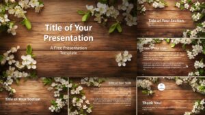 A widescreen preview of the Rustic Springtime Template for PowerPoint and Google Slides, with elegant wood textures and floral elements.