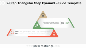 Clean flat pyramid design with two colored triangular steps on a white background, editable for PowerPoint and Google Slides.