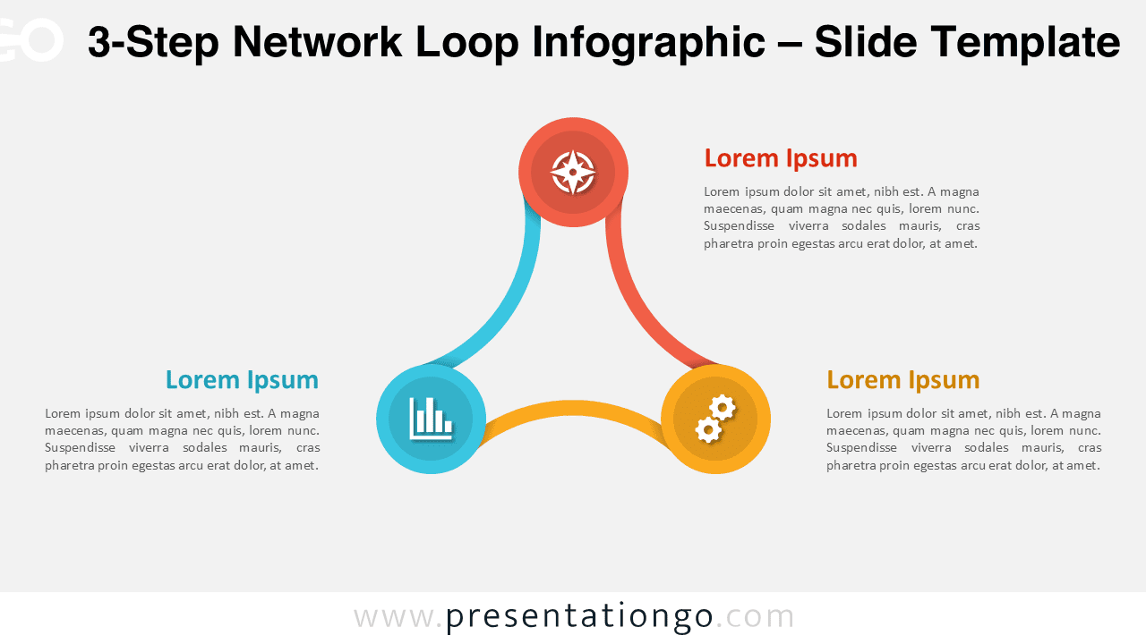 3-step circular loop diagram for PowerPoint presentation slides