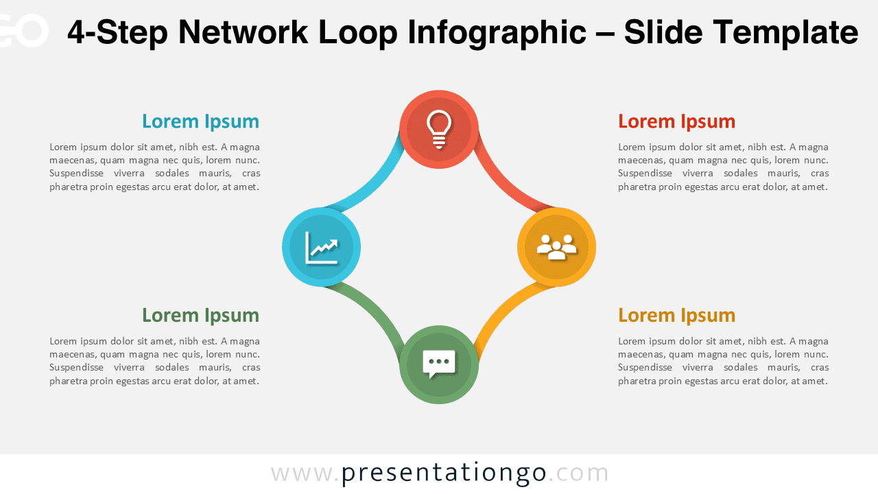4-step circular loop design for PowerPoint presentation slides