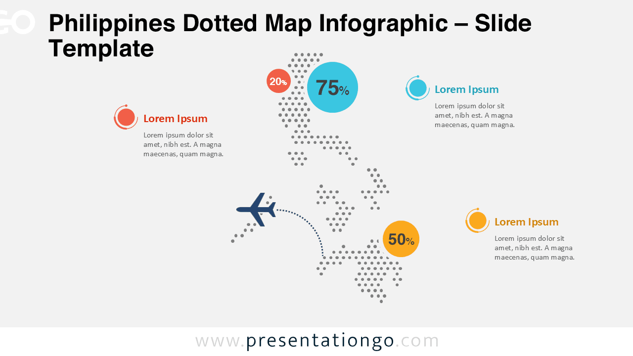 Editable Philippines dotted map infographic slide for PowerPoint and Google Slides designed for professional presentations