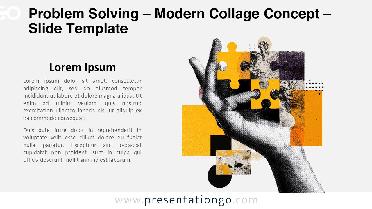 Editorial modern collage concept representing problem solving for PowerPoint and Google Slides strategy presentations