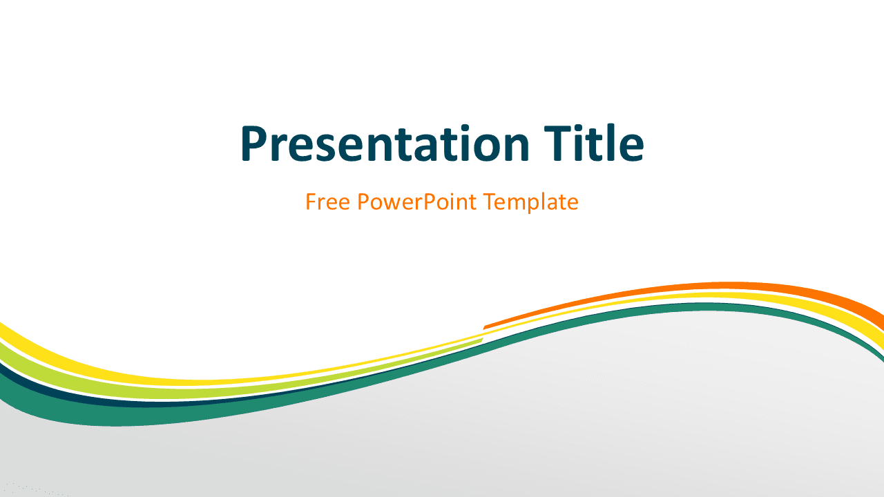 Spring wave PowerPoint template with green and orange curved stripes forming a clean abstract presentation background.