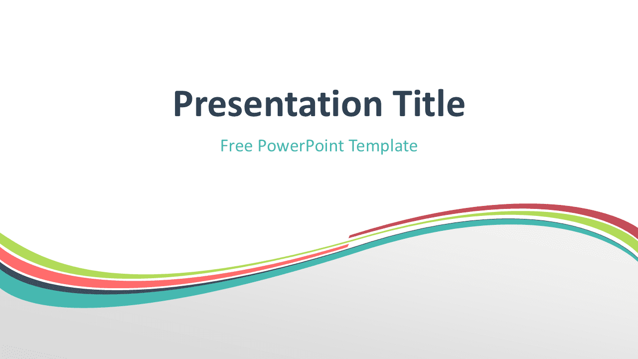 Abstract verdigris wave PowerPoint template with colorful curved stripes forming a clean modern presentation background design.