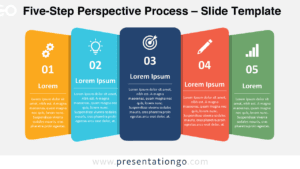 Five-Step Perspective Process for PowerPoint and Google Slides with five numbered panels arranged in a layered sequence.