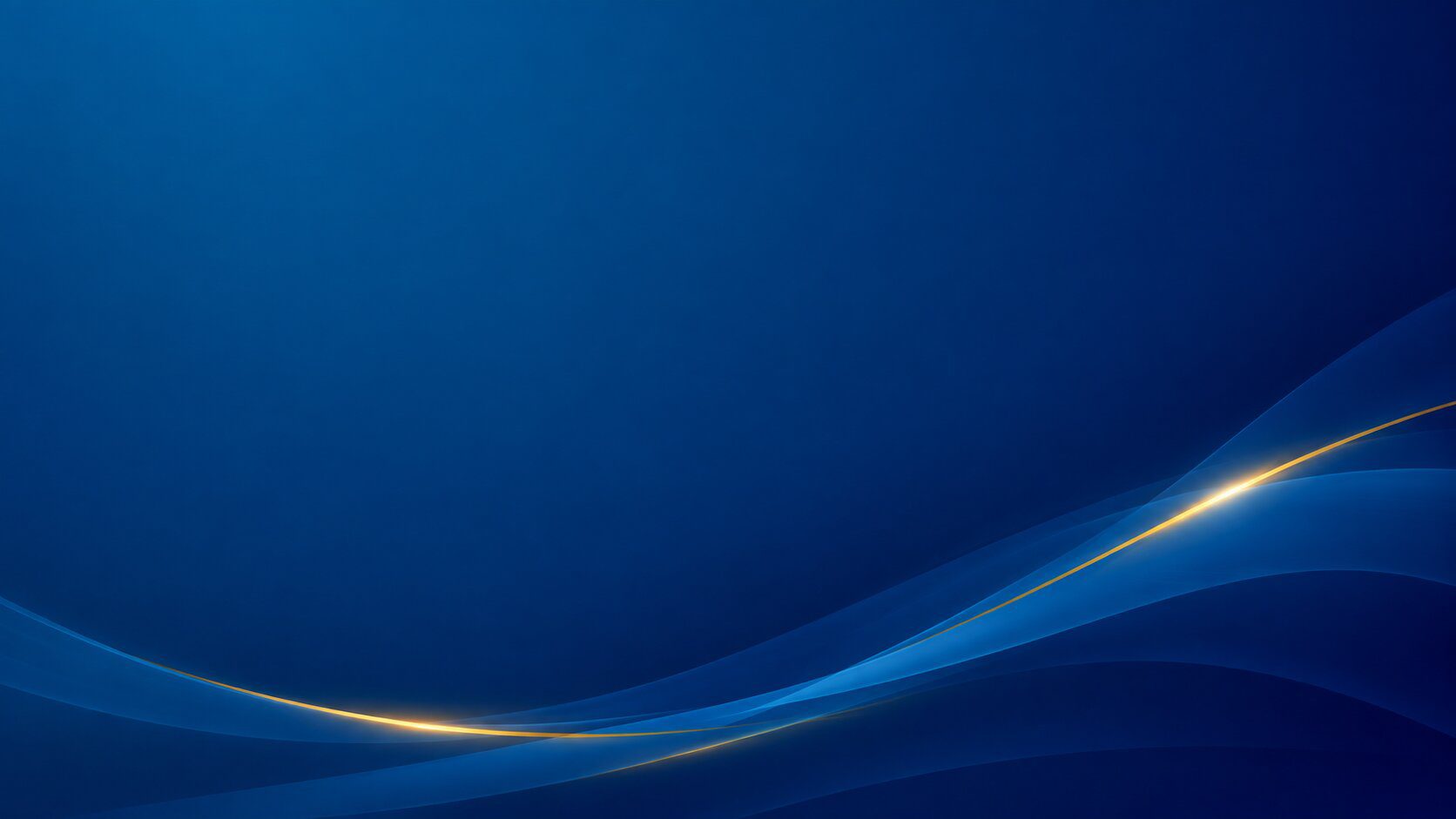 Deep blue title and content slide background with flowing blue and gold waves framing a large open text area.