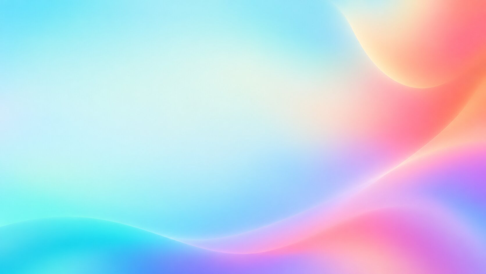 Soft pastel gradient waves frame a large light blue open area for clear title and content placement.